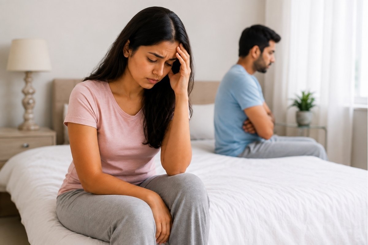 Sensitive consultation about painful intercourse with a female gynaecologist at Sama Hospital, South Delhi
